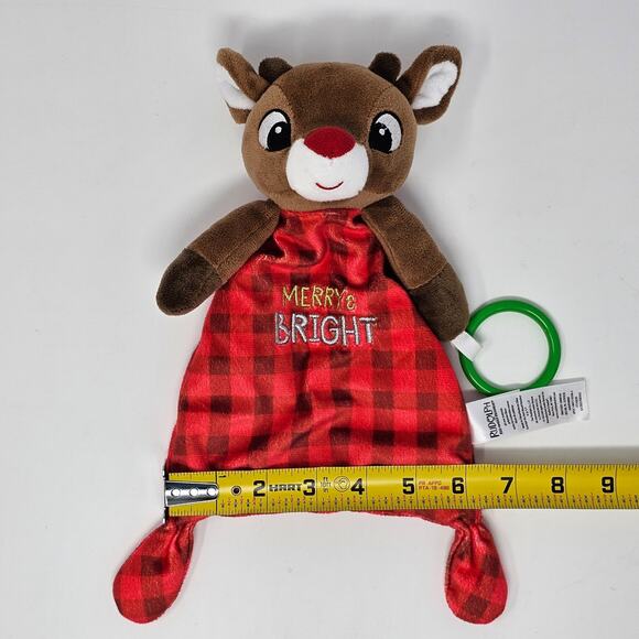 Christmas Baby Lovey Rudolph Reindeer Comfort Clutch Security Blanket Embroidery - Picture 6 of 9